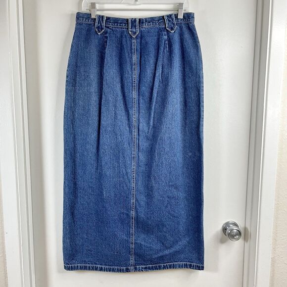 Vtg 90’s St Johns Bay Denim Maxi Skirt 12 Prairie Cottagecore Boho Gyaru - Picture 2 of 8